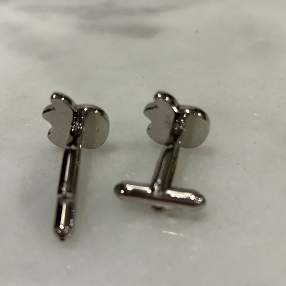 Apple Logo Cufflinks in Blue and Silver - Picture 4 of 6